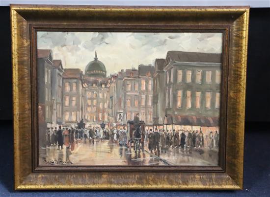 Franciscus Willem Helfferich (1871-1941) Queuing for the Opera 11.5 x 15.5in.